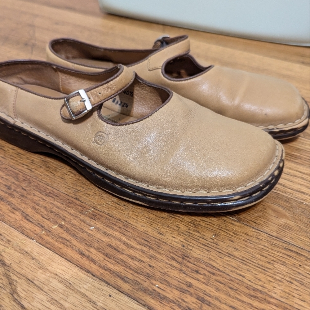 Tan Leather Mary Jane Mules